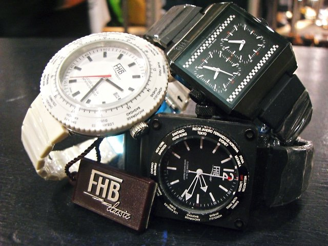 FHB 腕時計 クロノグラフ F-404 スイス製 ブラック FHB クロノグラフ