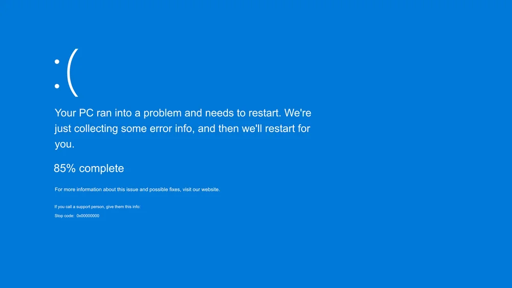 Windowsのブルースクリーンの画像