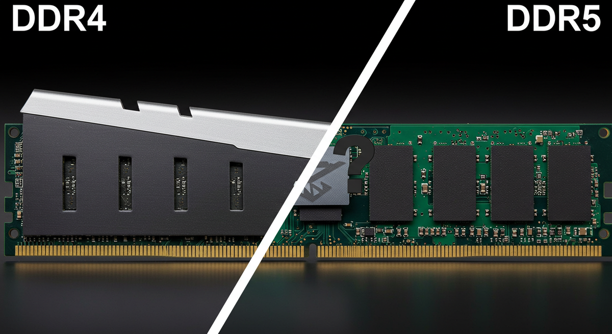 DDR4とDDR5メモリが並んでいる