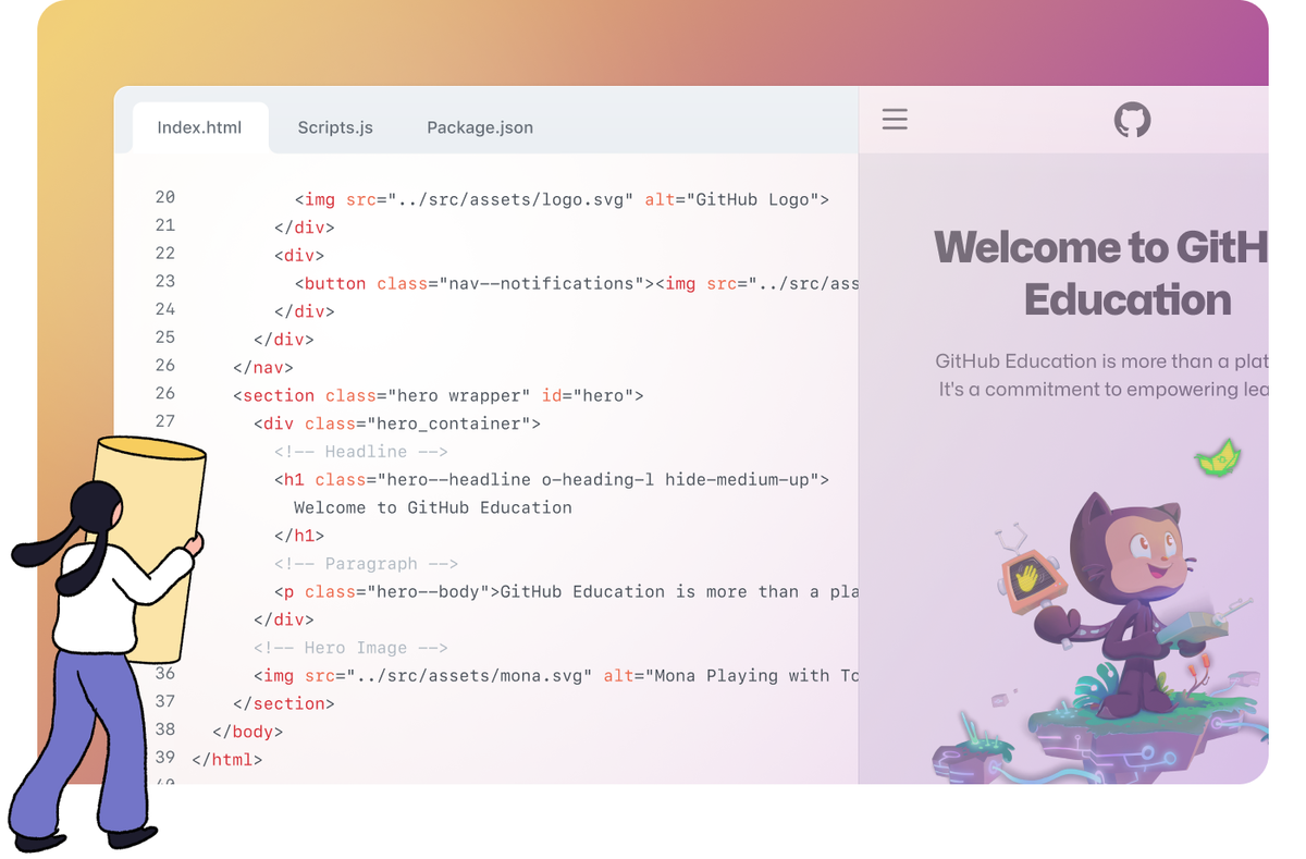 Github Student Developer packの特典を利用し開発している様子