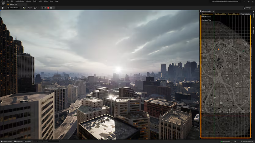 UE5でのワールド開発画面のスクリーンショット