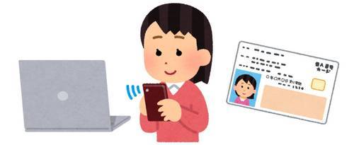 PCとスマホで確定申告する人のイラスト