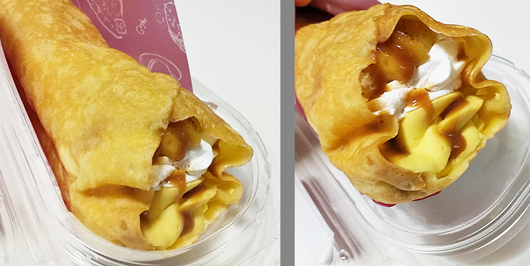 ファミマの紅はるかのスイートポテトクレープ見た目