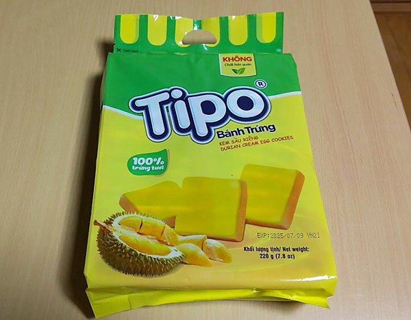 Tipo】ドリアン味の卵クリームクッキーを食べるよ【ベトナム