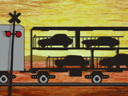 故障車を運ぶ貨物列車