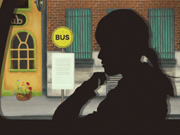 バス停で降り過ごす女