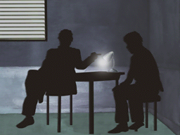 取り調べする刑事