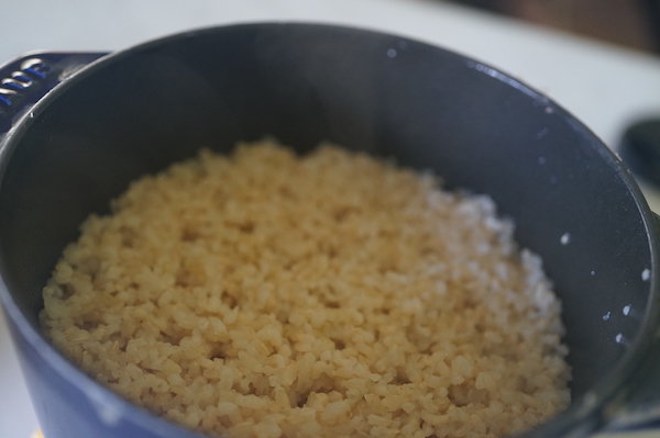 炊き上がって蓋を開けたところ