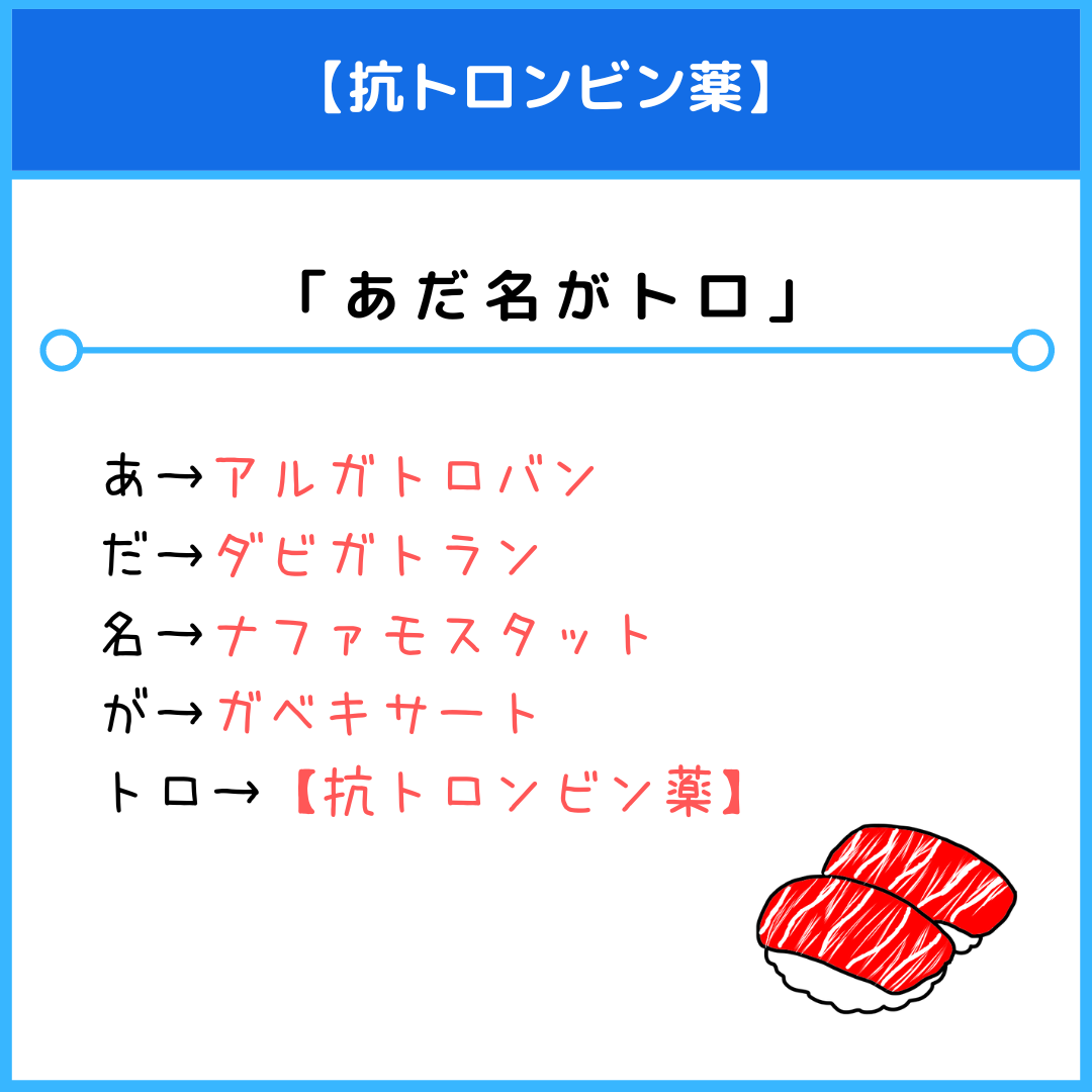 抗トロンビン薬のゴロ（覚え方）｜薬学ゴロ - 薬学部はゴロでイチコロ！