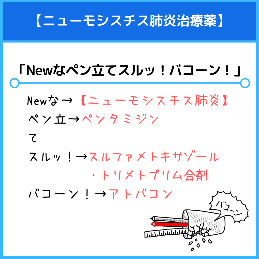 ニューモシスチス肺炎治療薬のゴロ（覚え方）｜薬学ゴロ - 薬学部は