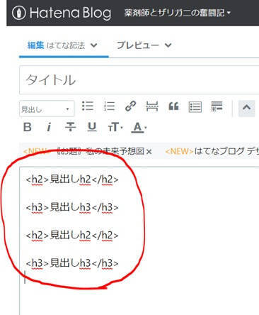 はてな記法での見出し入力例
