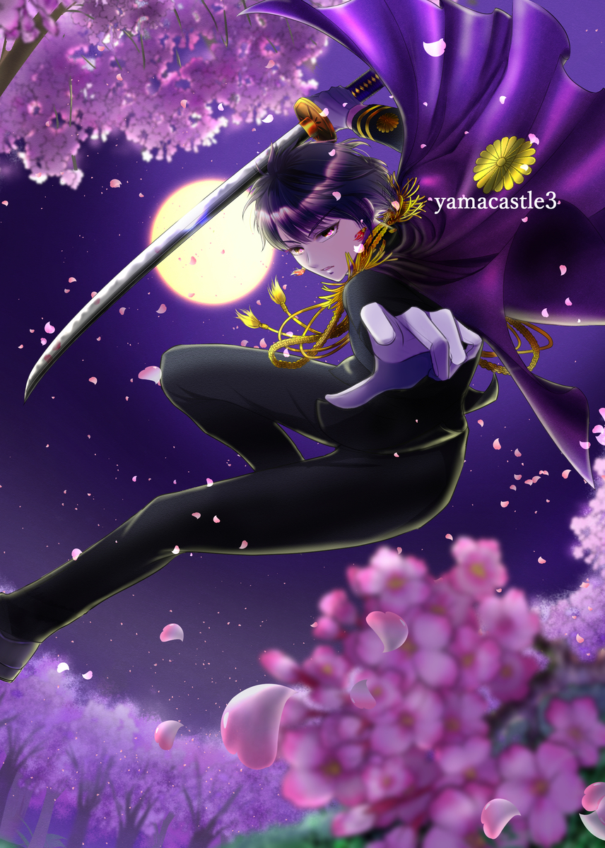 夜桜 軍服男子のイラストを描きました ヘタリア二次創作 やまじろイラストブログ