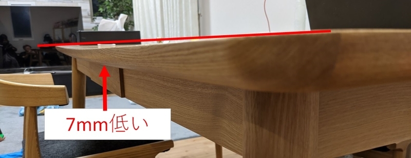 天板が反っている