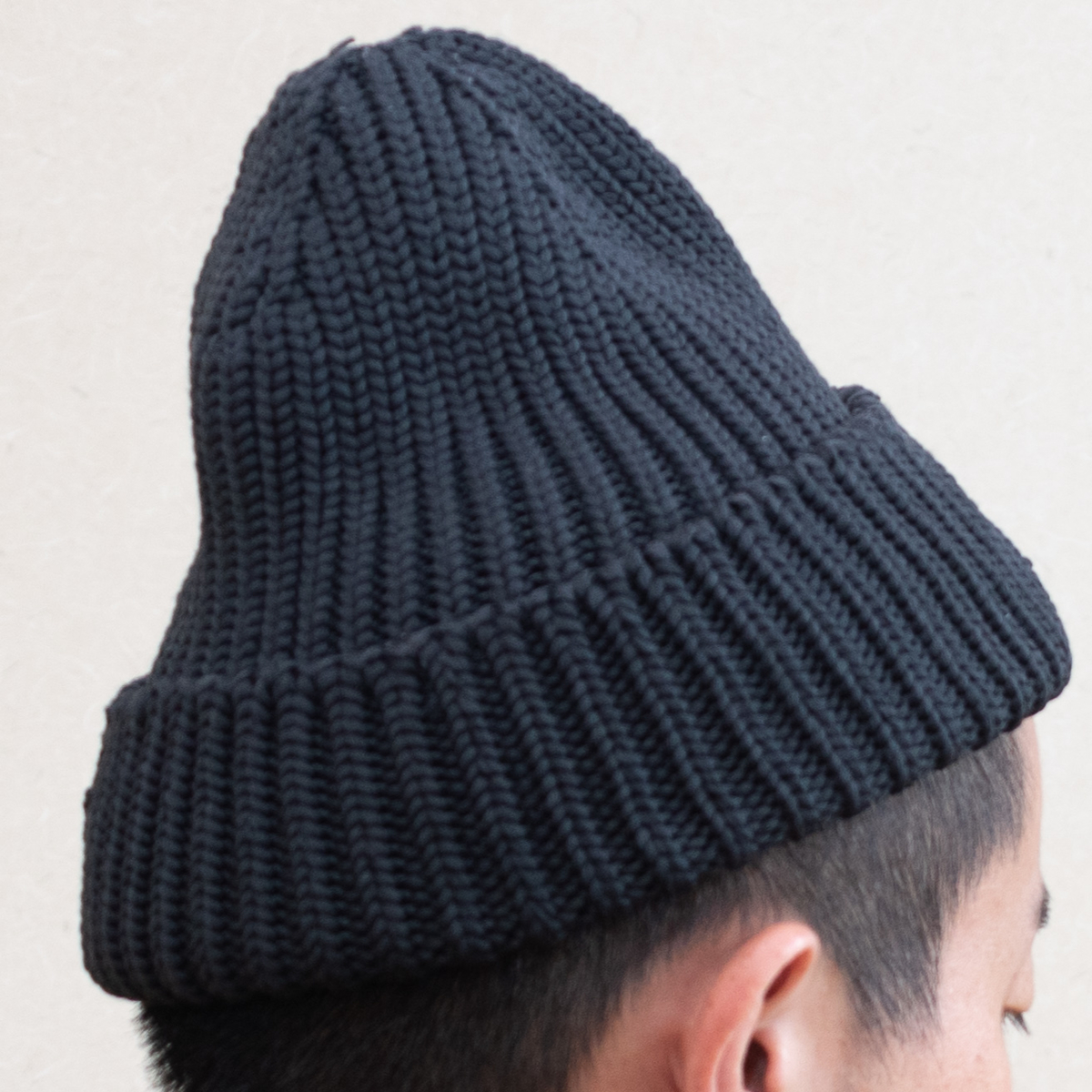 ムジラボ　無印良品　ニットキャップ　ストール　自然のまんま　MUJI Labo MUIJI Laboのニットキャップ「両面使えるミドルゲージリブワッチ