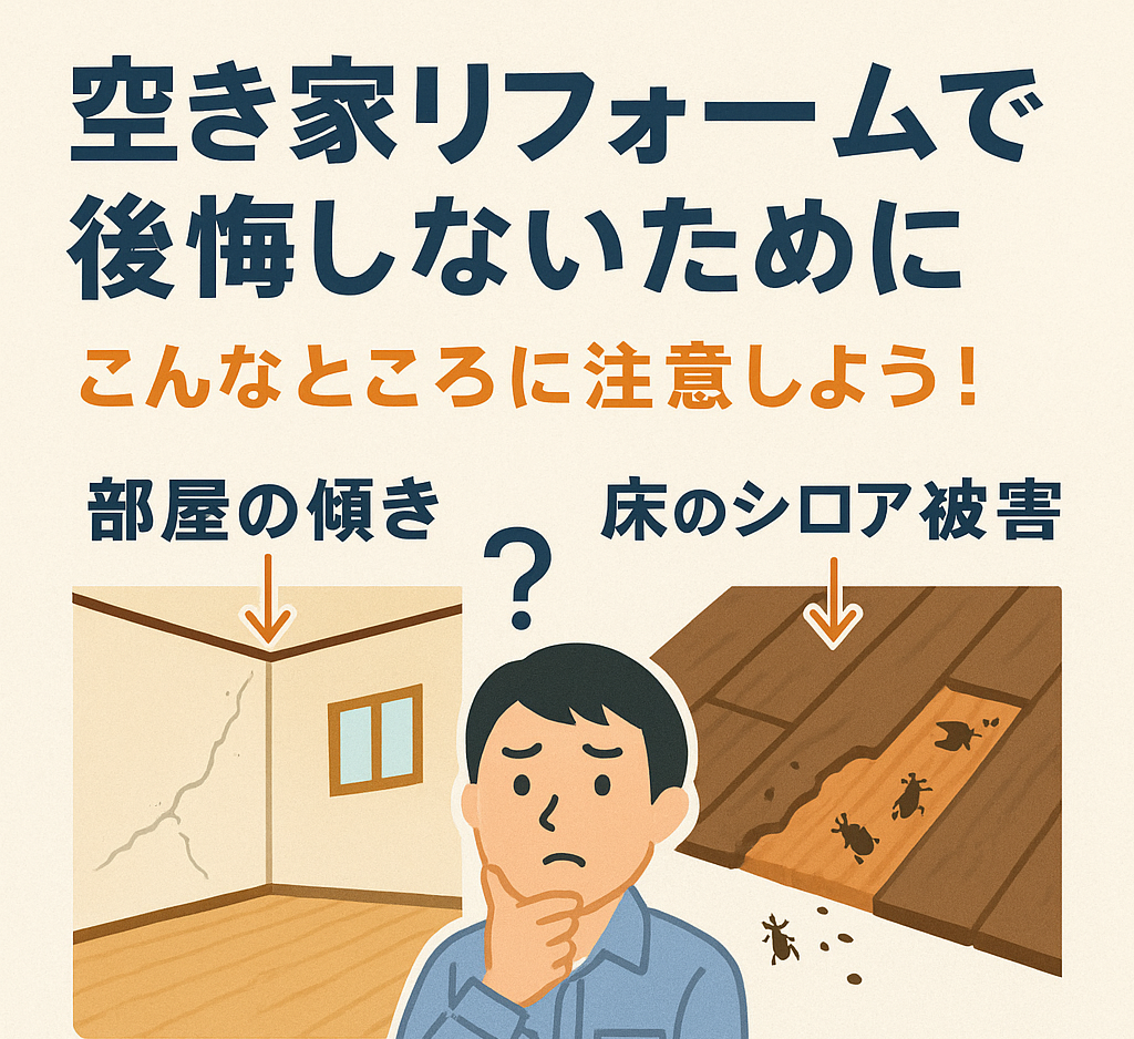 空き家リフォームで見落としがちなポイントとは？傾き・白アリに要注意！
