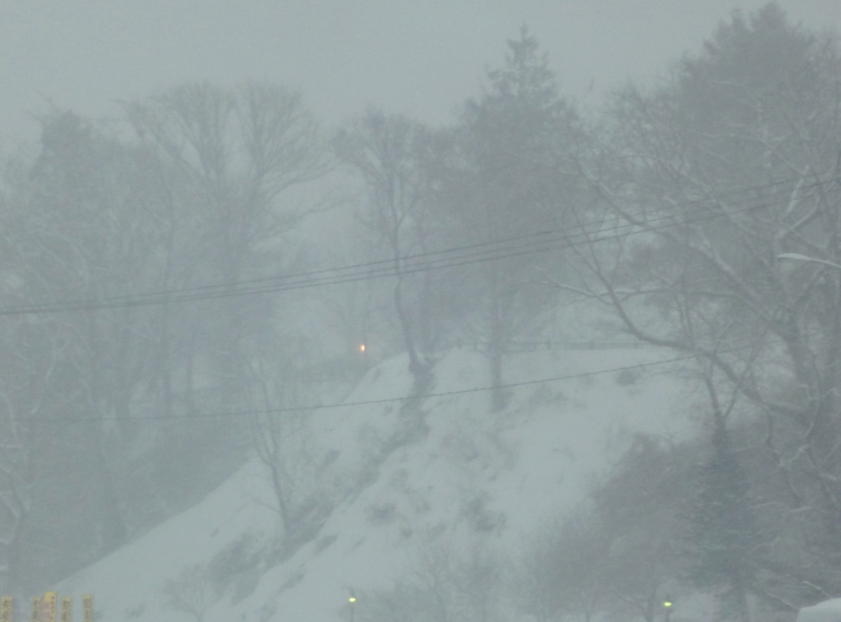 吹雪にかすむ景色 2021年2月4日撮影