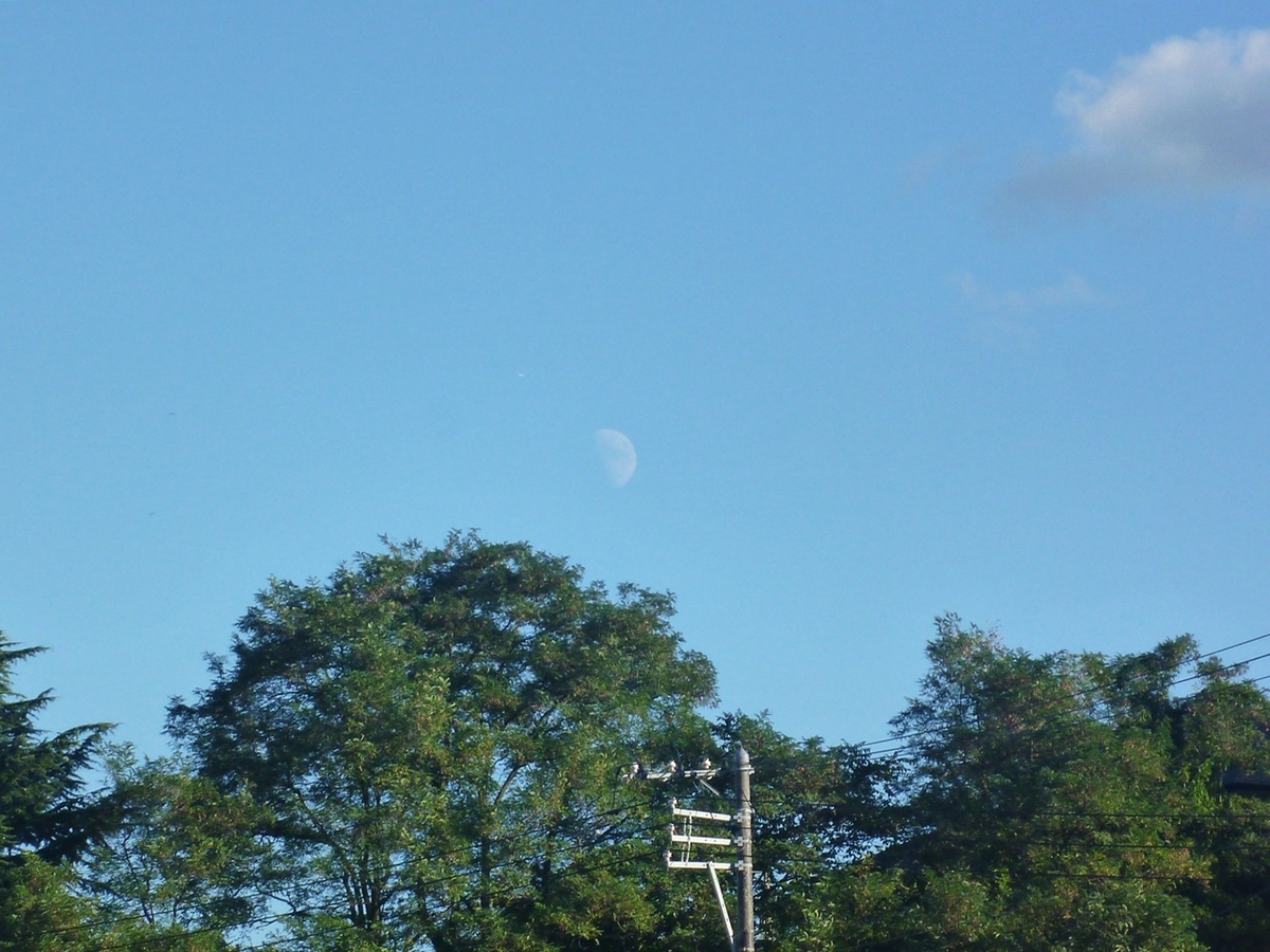 青空と雲と月