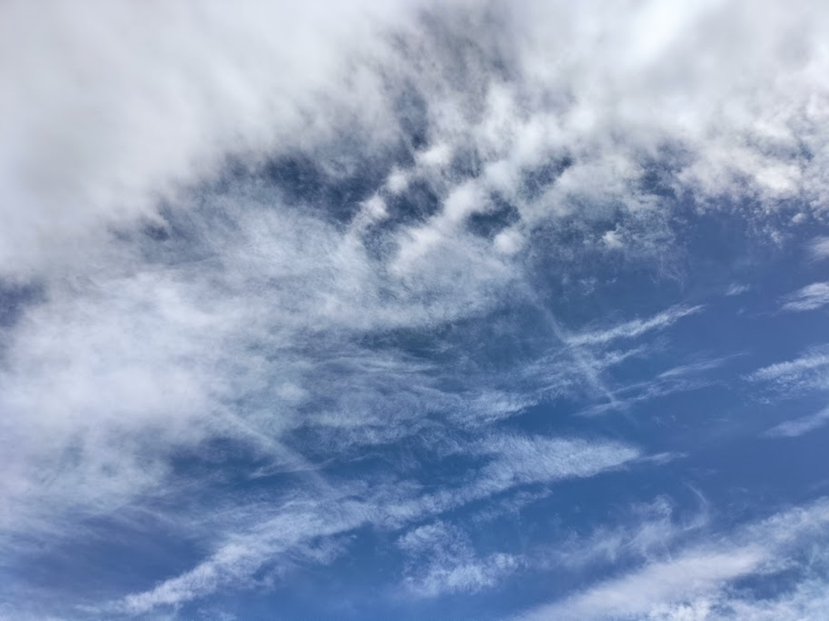 真上の空 青い空と白い雲