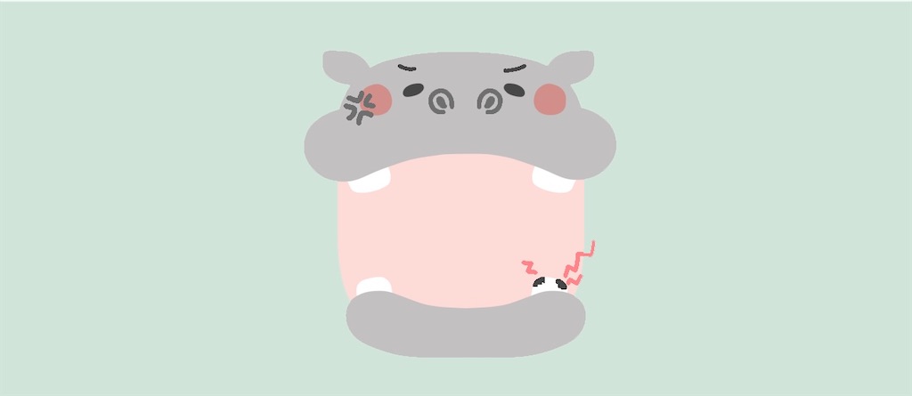 虫歯のカバのイラスト
