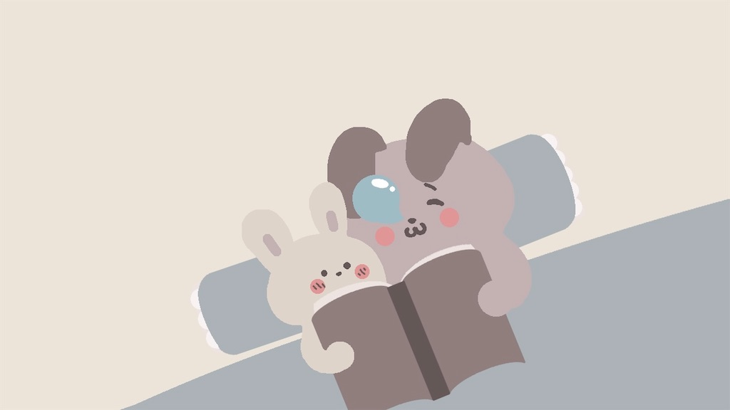 うさぎの親子の寝る前の読書