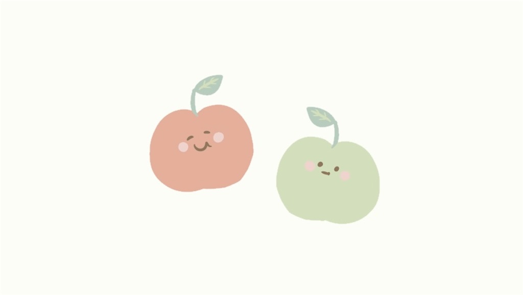 りんごの親子のイラスト(Apple parent and child)