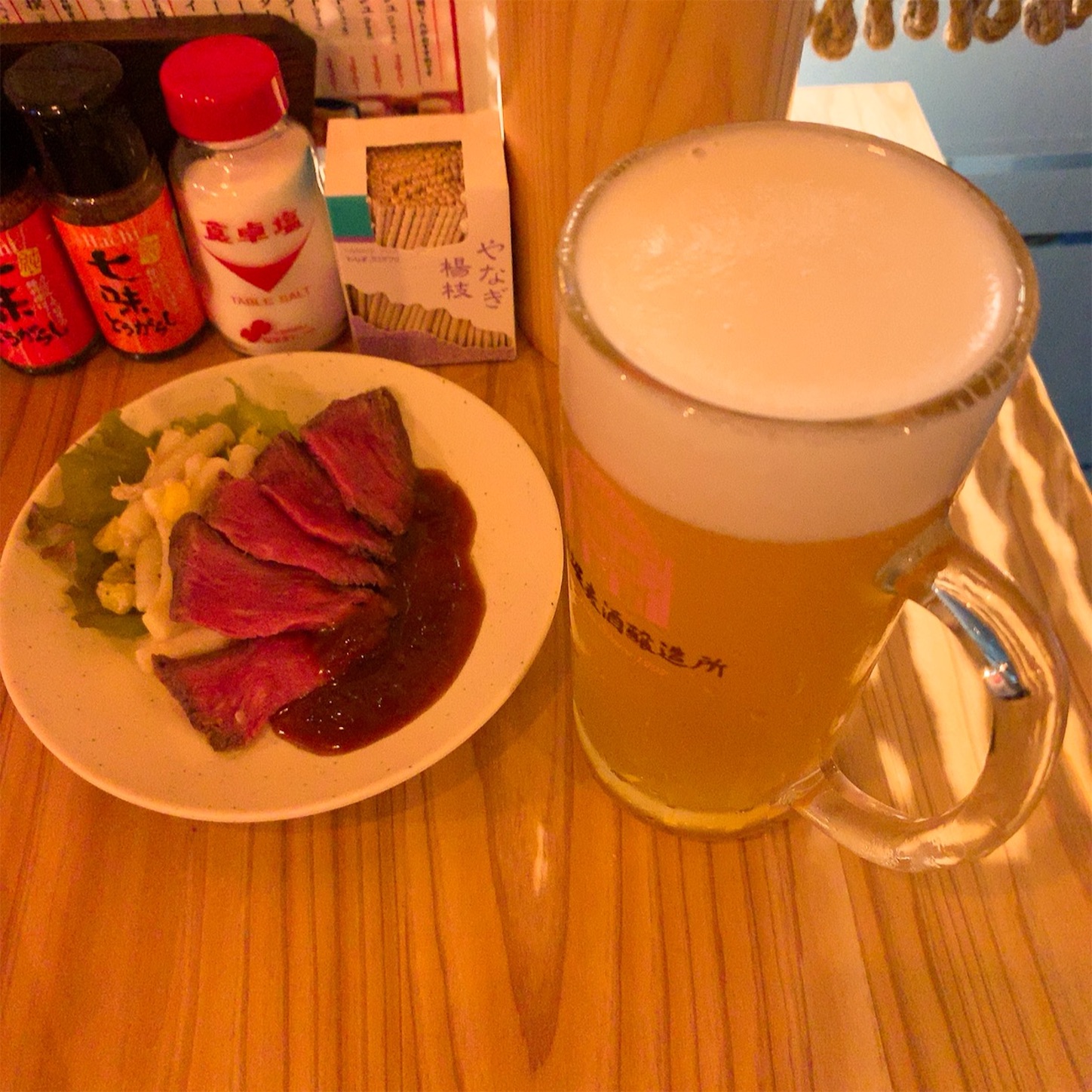 道頓堀ビールと道頓堀ローストビーフ