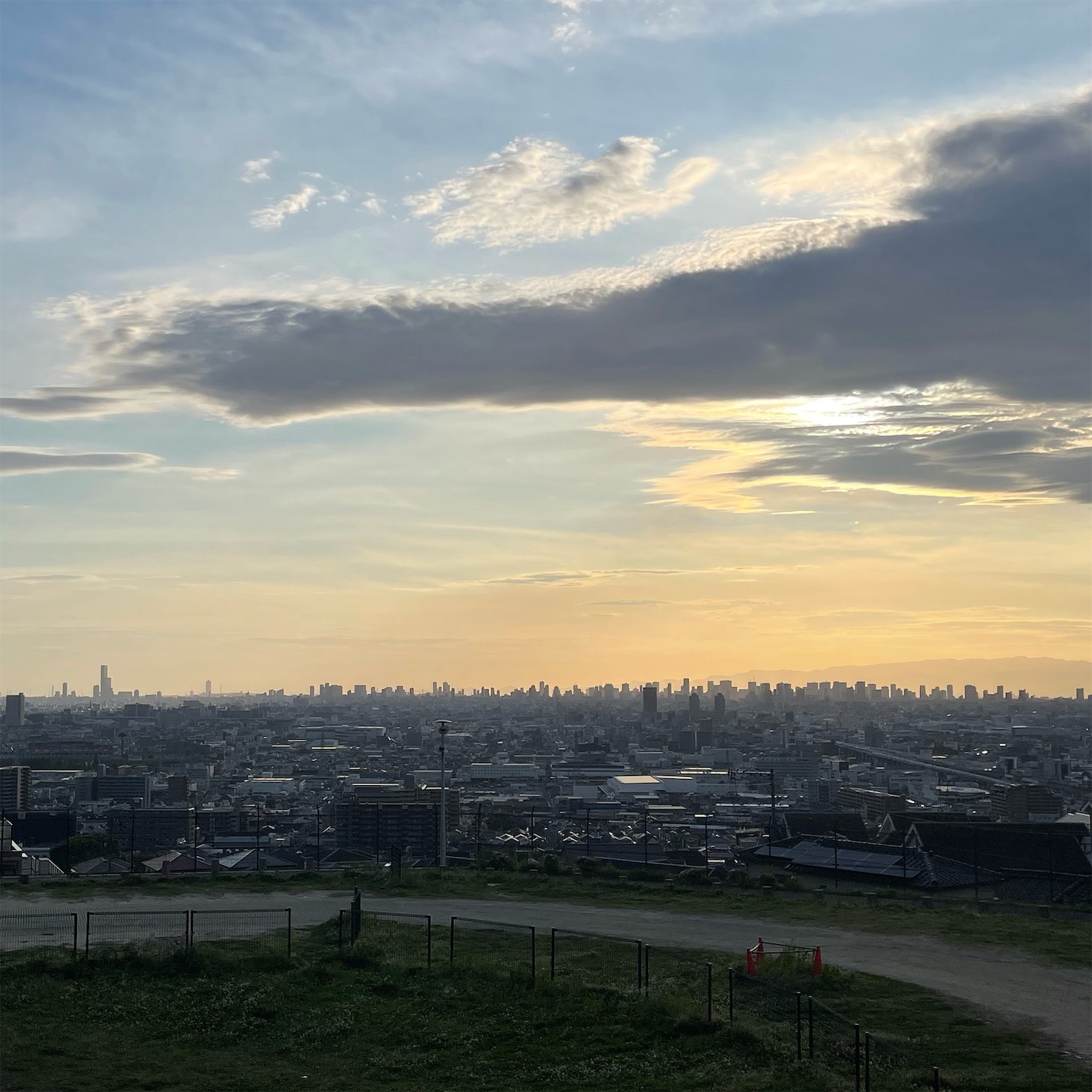 大阪平野の夕暮れ