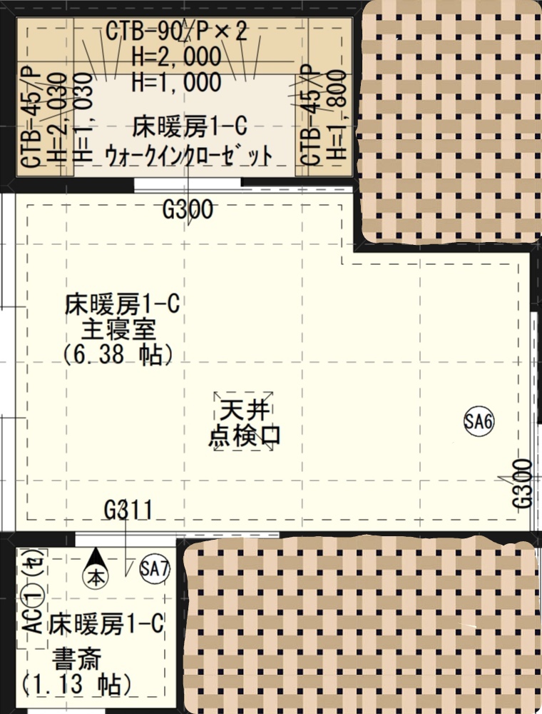 一条工務店グランセゾンの間取り 寝室 書斎 ウォークインクローゼット 和モダン住宅を一条工務店グランセゾンで建てる