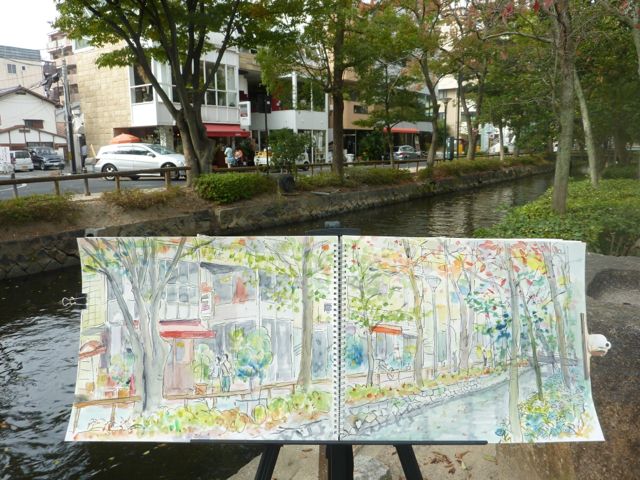 川沿いの おしゃれな通り ヨーロピアン （岡山市北区 西川緑道公園