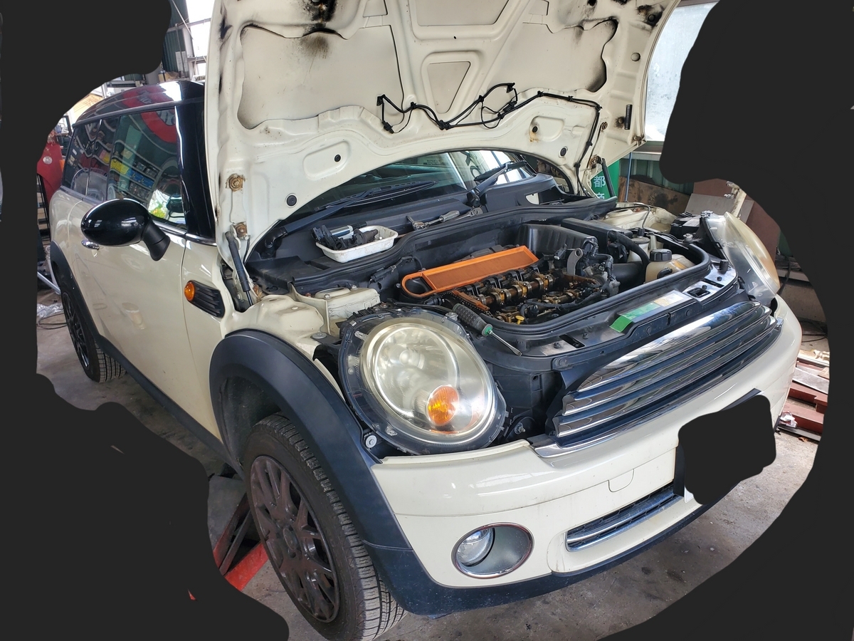 H24年 bmw mini ミニ クーパー r56 r55 エンジンかからない オイル 