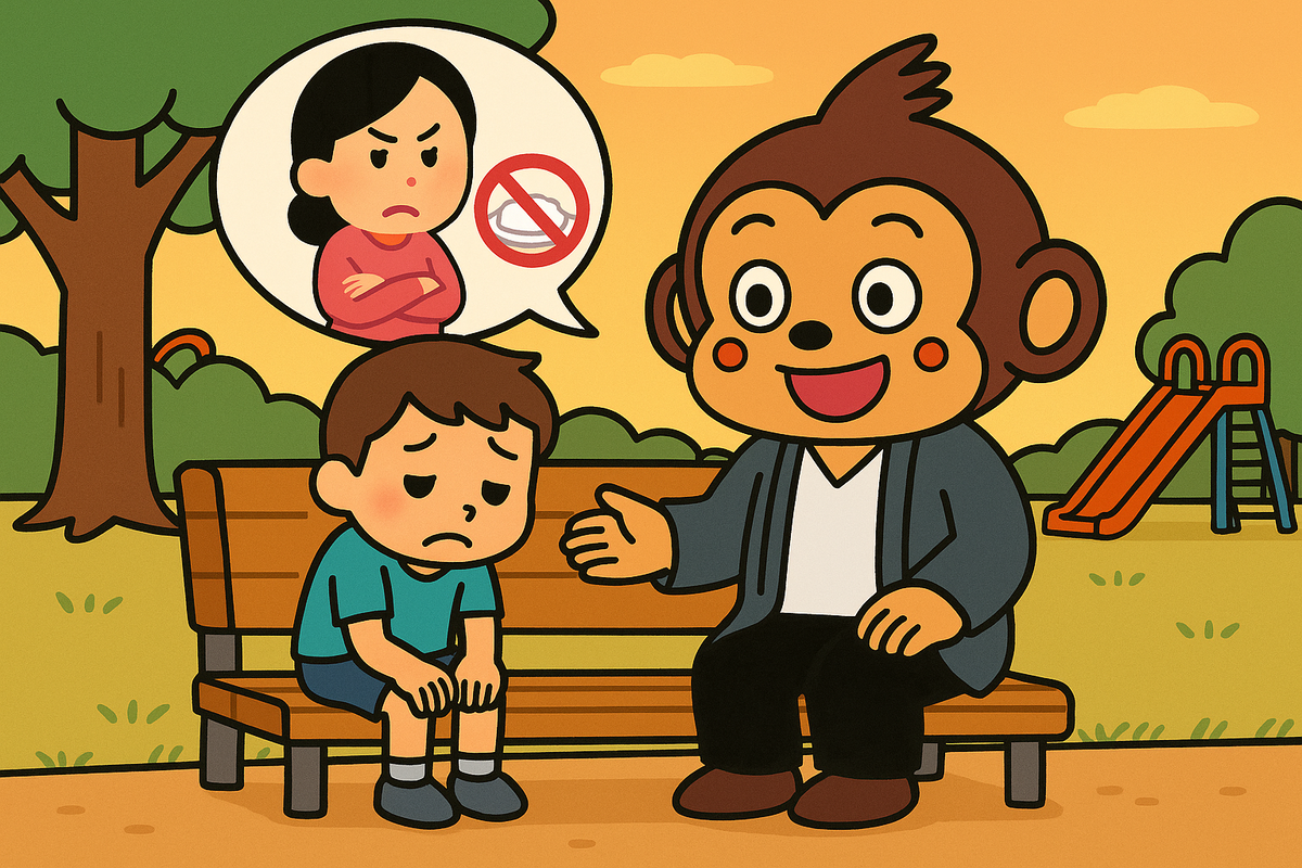 母に叱られて、晩ごはんぬきになってしまった。