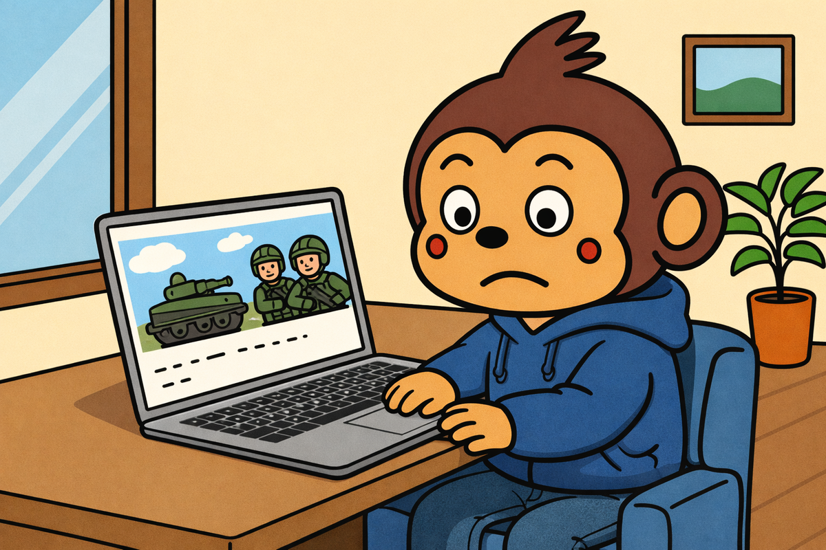 インターネットで戦争についてのニュースを見た。