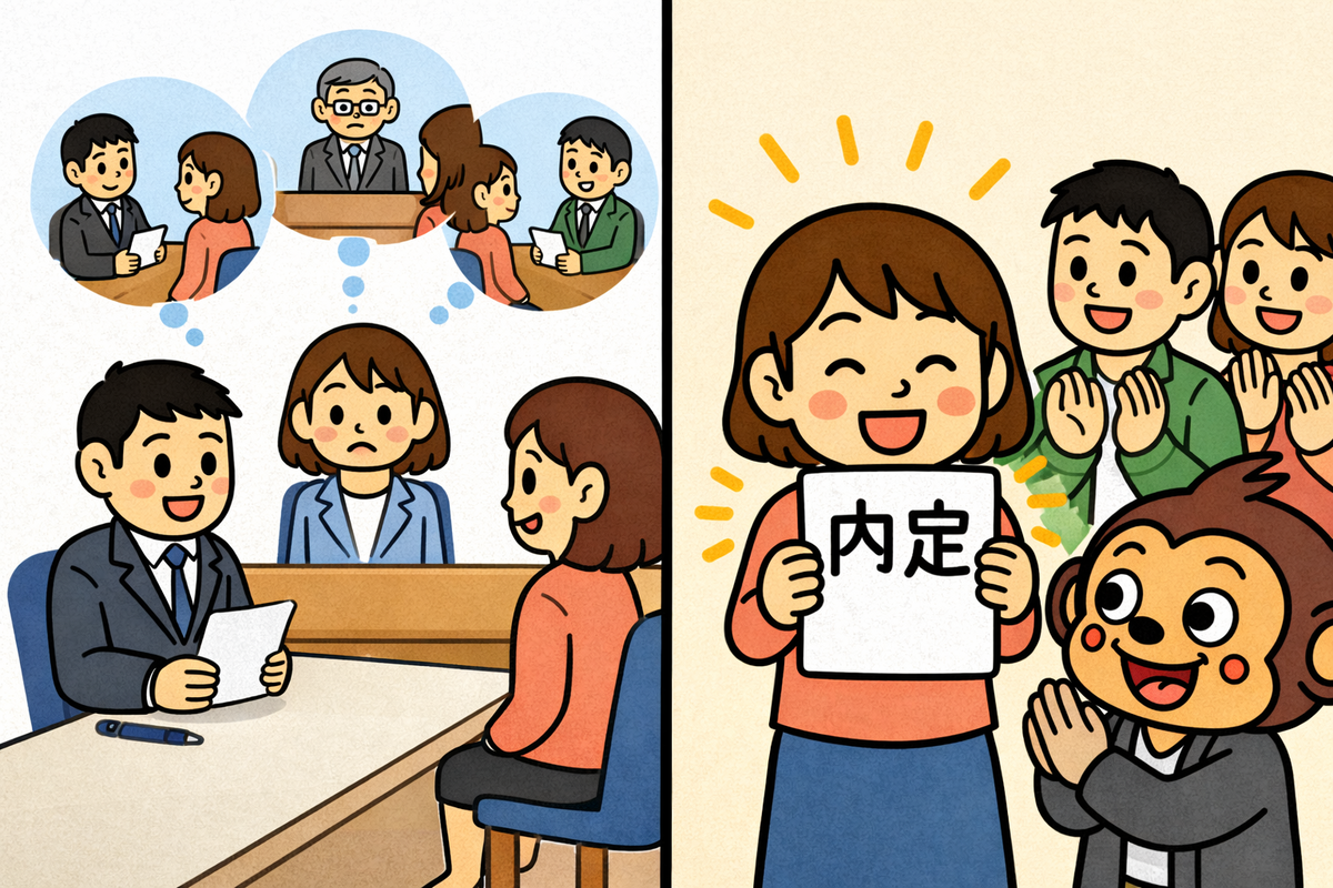 何度も面接を受けた末に、やっと内定をもらった。
