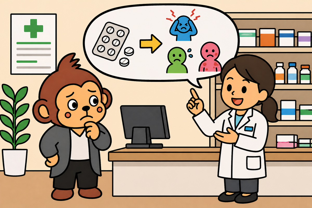 この薬は人によっては、副作用が出ることがあります。