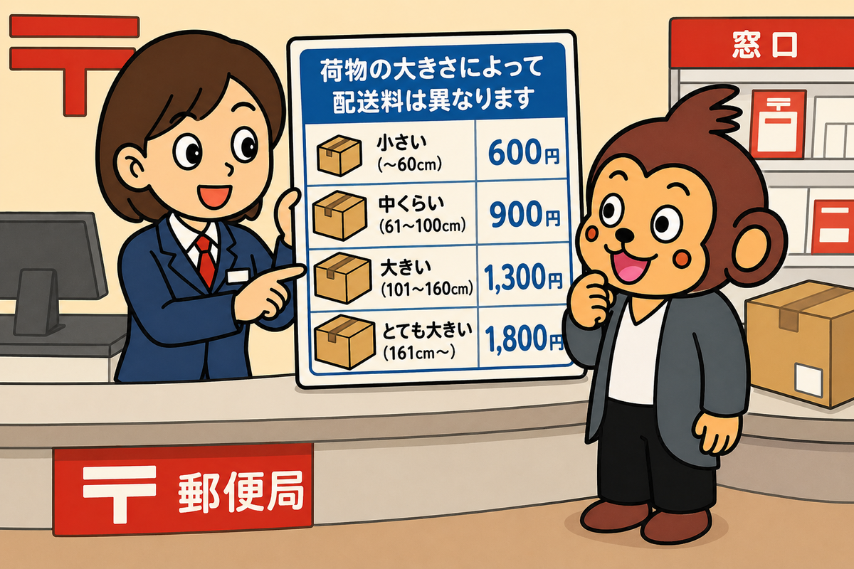 荷物の大きさによって、配送料は異なります。