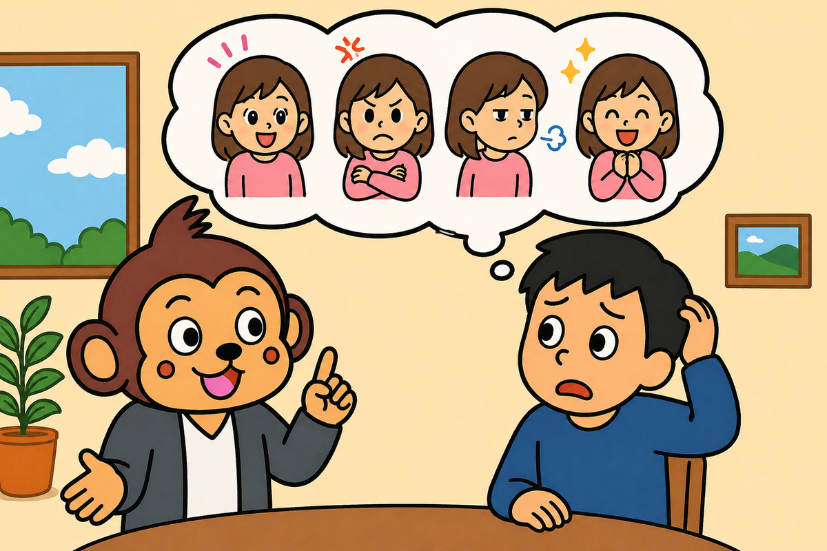 ：彼女はその日の気分によって、態度が変わる。