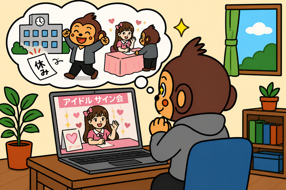 大好きなアイドルのサイン会なので、仕事を休んででも行きたい。