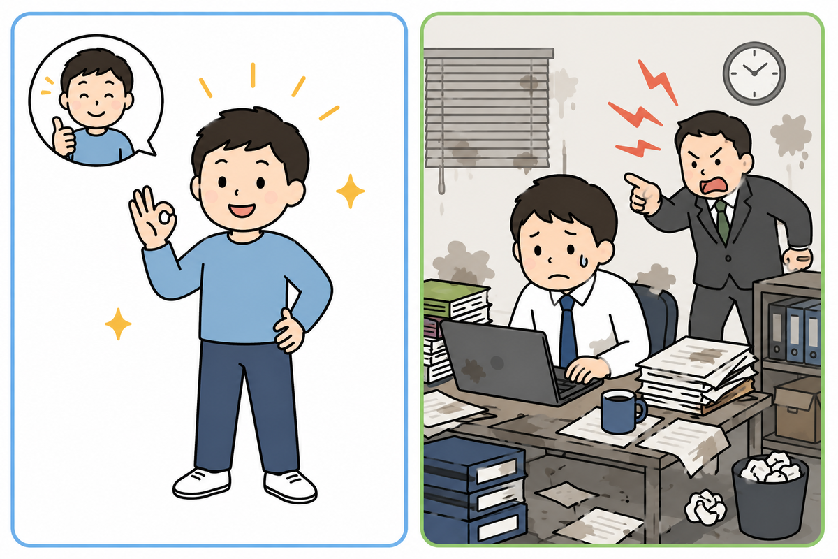 彼は今いい状態だ。彼は大変な状況にいる。