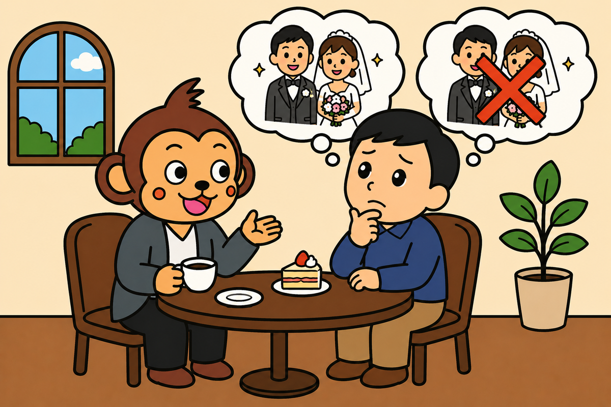 彼女と結婚しようか結婚する（結婚す）まいか、考えている。