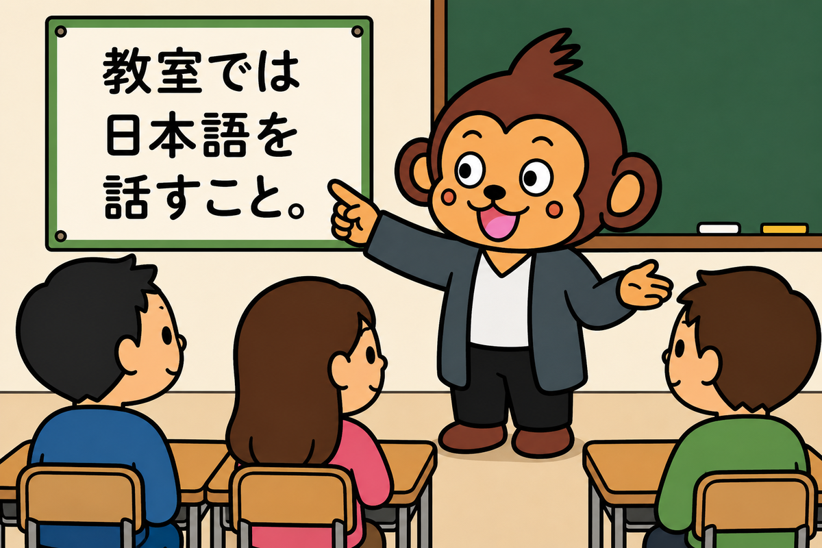 教室では日本語を話すこと。
