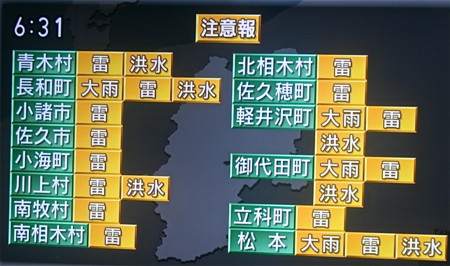 県内に、「大雨・洪水」注意報。（２３．７．１１）（１８：３１）