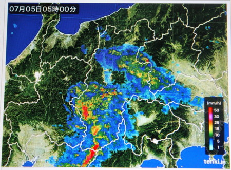 雨雲レーダー画像。(26.7.5)