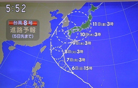 「台風８号」の進路予想。(26.7.6)