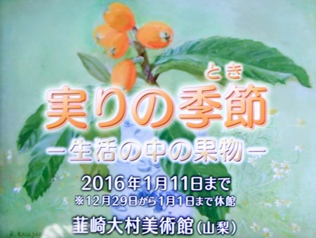 テレビ画像「韮崎大村美術館・企画展」(27.12.20)