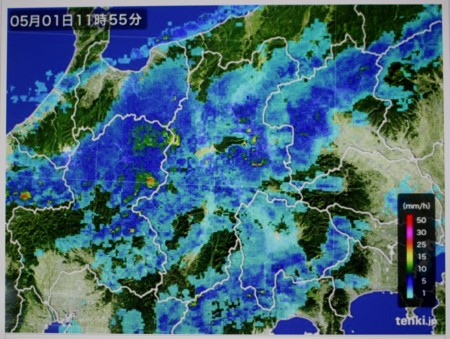 期待の雨、雨雲レーダー画像。(29.5.1)