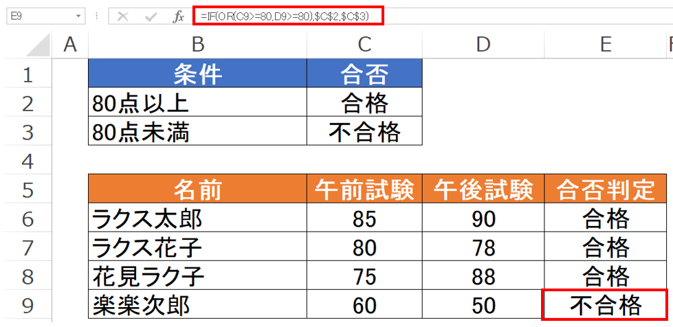 IF関数のOR関数表示