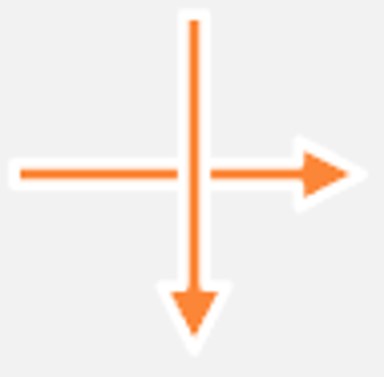 交差部分が白色になるので、見た目上は一部が「飛び越えて」見える