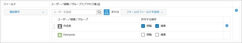 作成者は「閲覧」「編集」にチェック、Everyoneのチェックを全て外す
