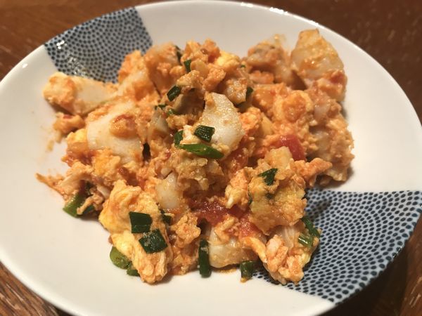 【火曜日】白身魚のトマトオムレツ(トマトソース) 【火曜日】白身魚のトマトオムレツ(トマトソース)