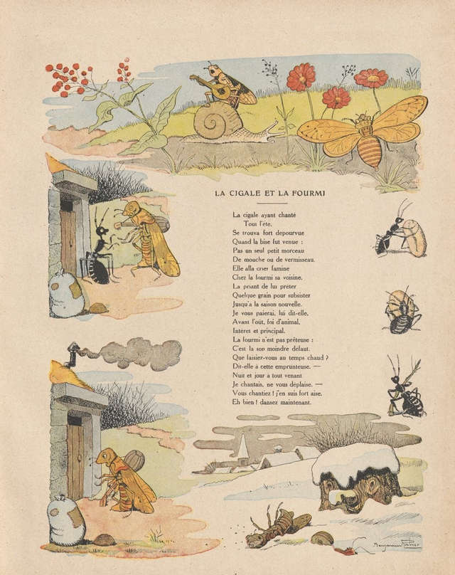 the-cicada-and-the-ant-benjamin-rabier